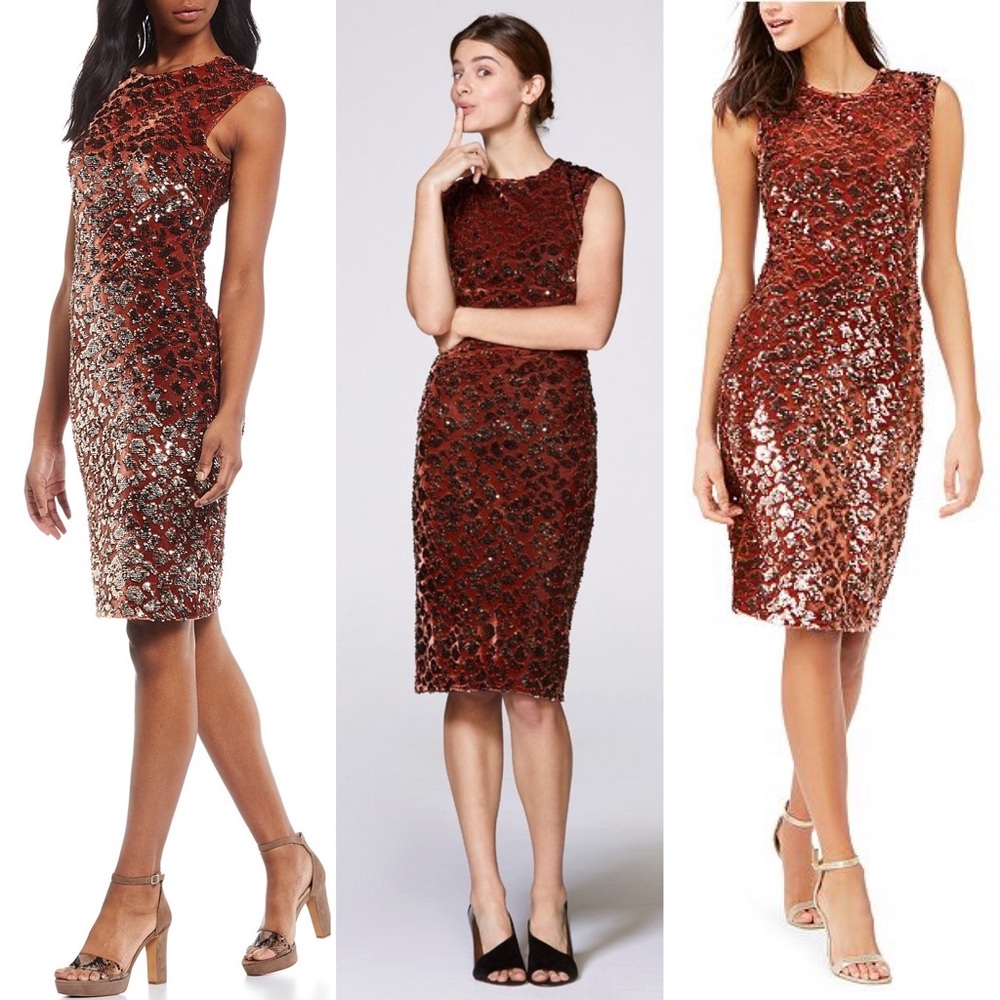 NWT Vince Camuto Velvet Sequin Animal-Print Dress